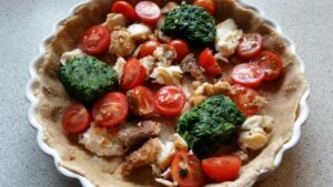 Tærte med tomat, spinat og kuller