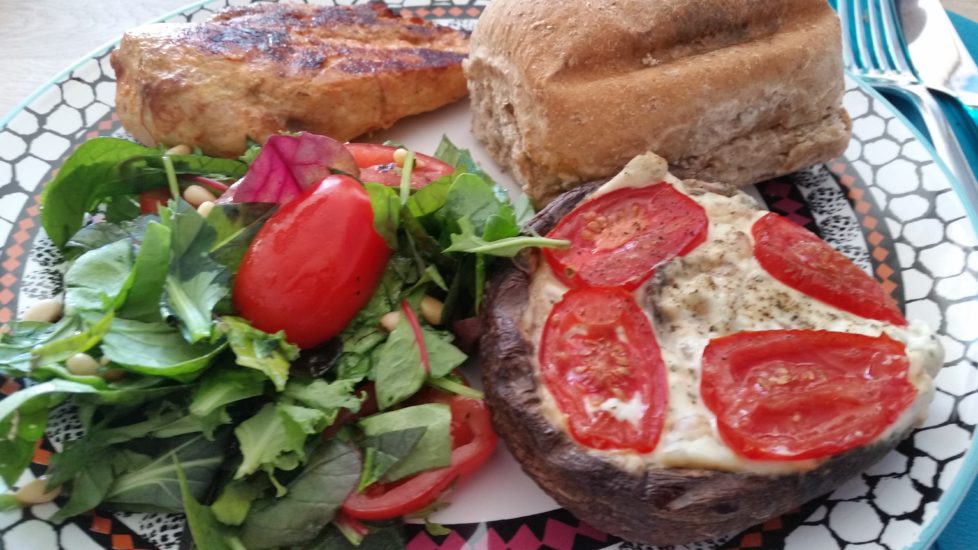 Porto Bella Svampe med fyld Lavet på grill.